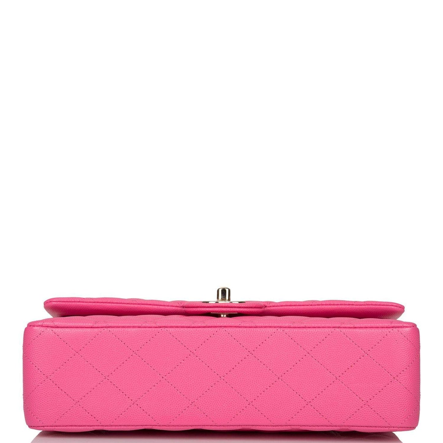 Chanel Pink Quilted Caviar Medium Classic Double Flap Bag Light Gold Hardware