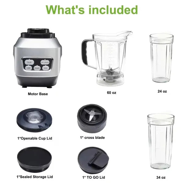 Professional Countertop Blender – High Power Smoothie Maker with Portable Cups